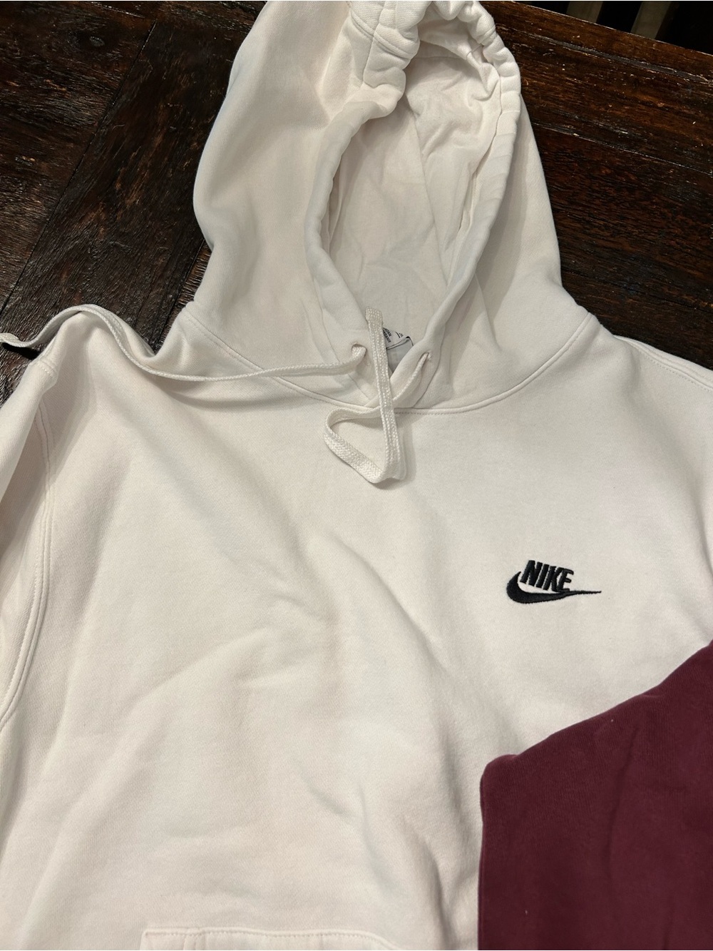 Nike Sportswear Club Fleece Pullover Hoodie Bundle Set - Burgundy & White - Picture 3 of 14